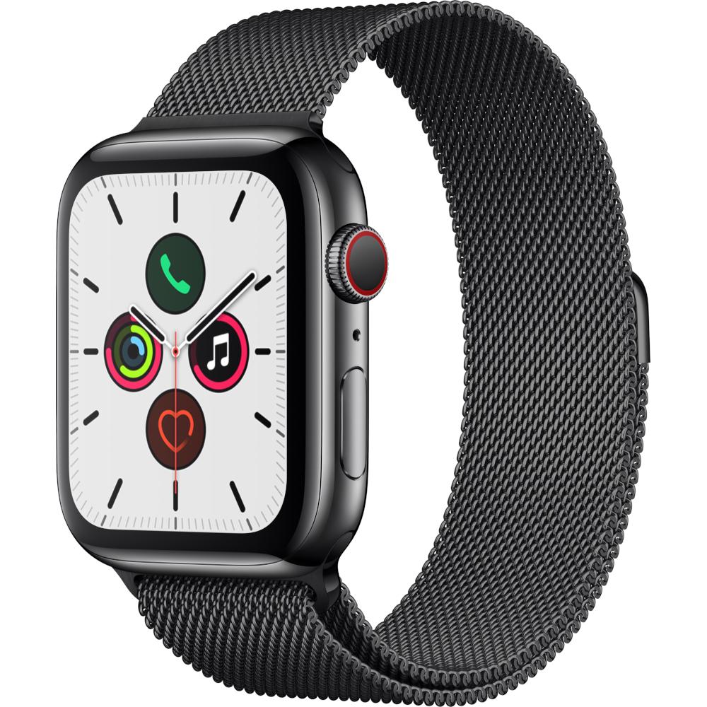 Apple Watch Series 5 GPS + Cellular, 44mm, Space Black, Stainless Steel Case, Space Black Milanese Loop Apple Watch Series 5 GPS + Cellular, 44mm, Space Black, Stainless Steel Case, Space Black Milanese Loop
