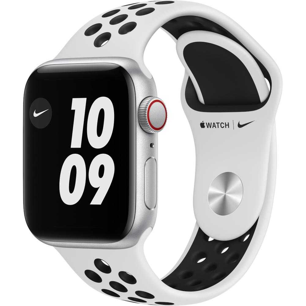 Apple Watch Nike SE GPS + Cellular, 40mm, Silver, Aluminium Case, Pure Platinum/Black Nike Sport Band Apple Watch Nike SE GPS + Cellular, 40mm, Silver, Aluminium Case, Pure Platinum/Black Nike Sport Band
