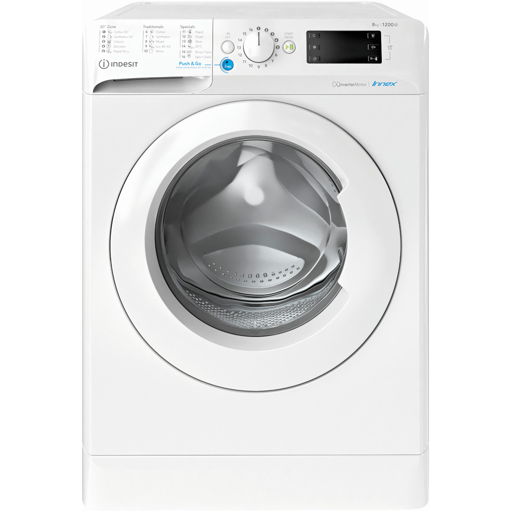 Masina de spalat rufe Indesit Innex BWE 81285X W EE N, 1200 RPM, 8 kg, Motor Inverter, Push & Go, Clasa B Masina de spalat rufe Indesit Innex BWE 81285X W EE N, 1200 RPM, 8 kg, Motor Inverter, Push & Go, Clasa B