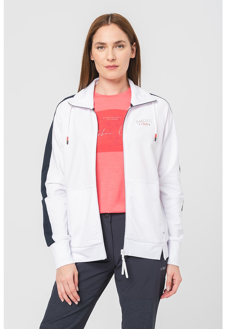 Bluza cu fermoar si benzi laterale contrastante pentru navigatie Bluza cu fermoar si benzi laterale contrastante pentru navigatie