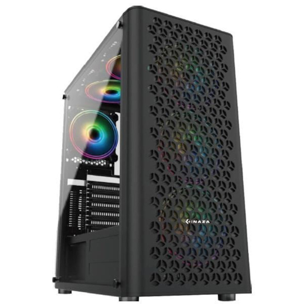 Carcasa Inaza Fury Tempered Glass, Mid-Tower, Fara sursa, ATX, Negru Carcasa Inaza Fury Tempered Glass, Mid-Tower, Fara sursa, ATX, Negru