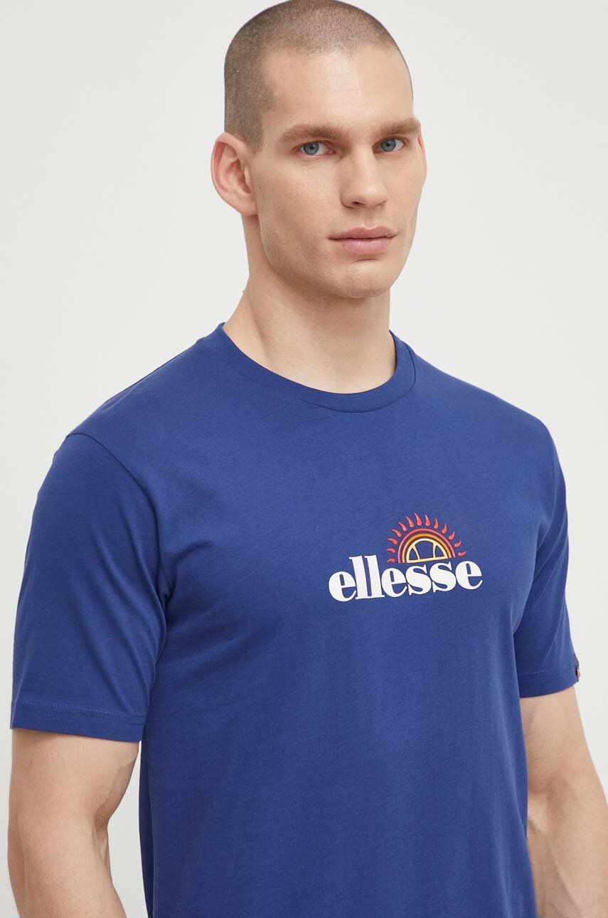 Ellesse tricou din bumbac Trea T-Shirt barbati, culoarea albastru marin, cu imprimeu, SHV20126 Ellesse tricou din bumbac Trea T-Shirt barbati, culoarea albastru marin, cu imprimeu, SHV20126