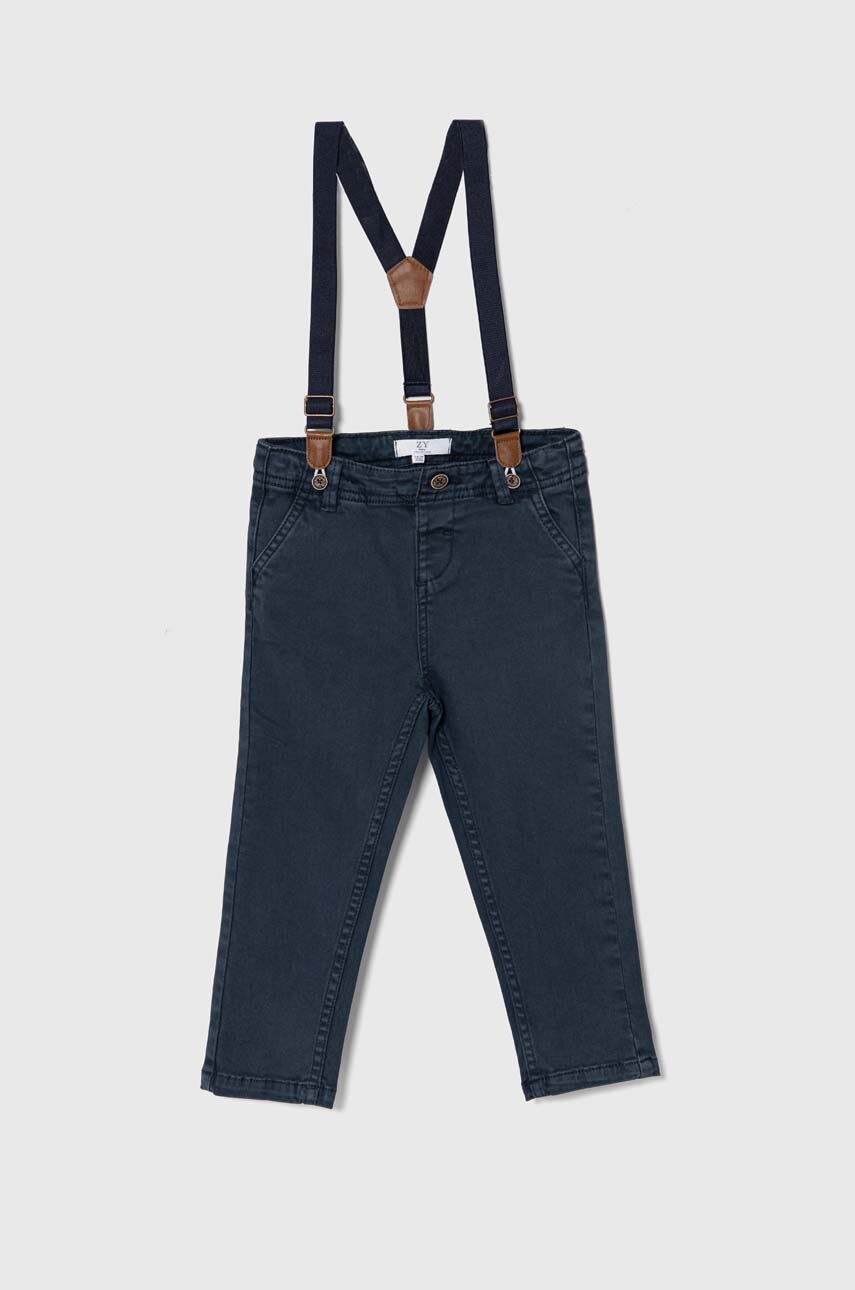 zippy pantaloni din bumbac pentru bebeluși culoarea albastru marin, neted zippy pantaloni din bumbac pentru bebeluși culoarea albastru marin, neted