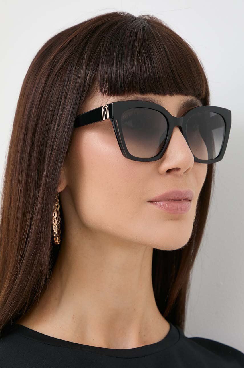 Furla ochelari de soare femei, culoarea negru, SFU708_540700 Furla ochelari de soare femei, culoarea negru, SFU708_540700