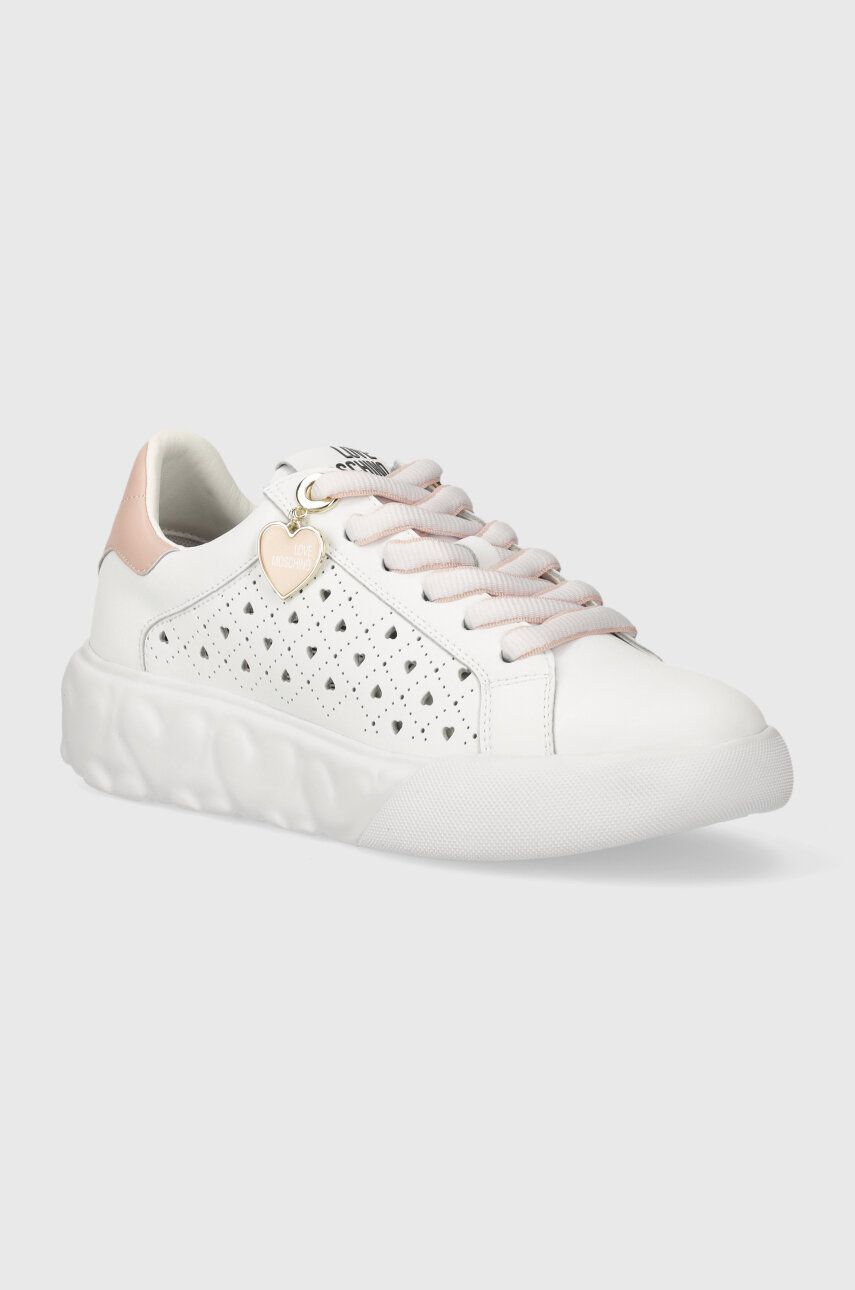 Love Moschino sneakers din piele culoarea alb, JA15584G0IIA110B Love Moschino sneakers din piele culoarea alb, JA15584G0IIA110B