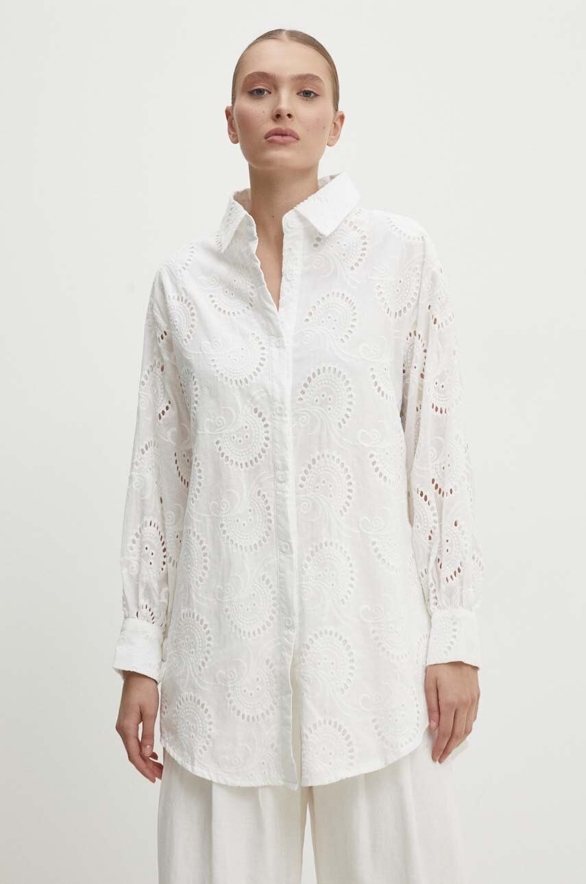 Answear Lab camasa femei, culoarea alb, cu guler clasic, relaxed Answear Lab camasa femei, culoarea alb, cu guler clasic, relaxed