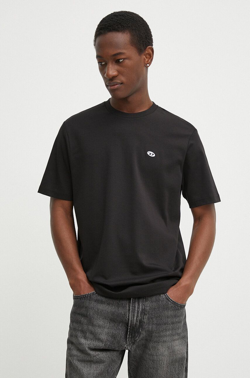 Diesel tricou din bumbac T-JUST-DOVAL-PJ MAGLIETTA bărbați, culoarea negru, uni, A03819.0AIJU Diesel tricou din bumbac T-JUST-DOVAL-PJ MAGLIETTA bărbați, culoarea negru, uni, A03819.0AIJU