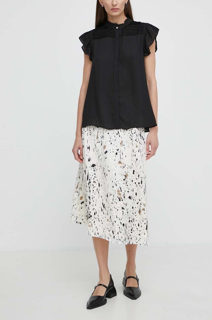 Bruuns Bazaar fusta AcaciaBBAmattas skirt culoarea bej, midi, evazati, BBW2459 Bruuns Bazaar fusta AcaciaBBAmattas skirt culoarea bej, midi, evazati, BBW2459