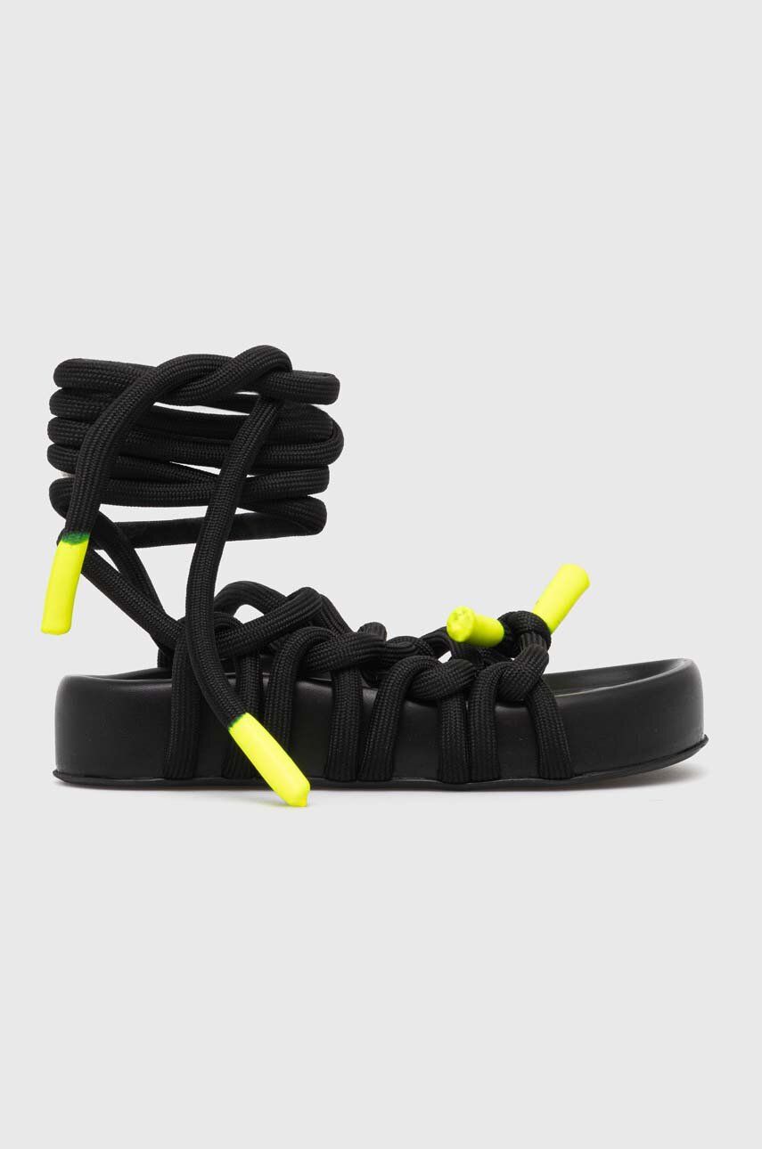 AGL sandale Jane Laces femei, culoarea negru, cu platforma, D685010PGKE7621013 AGL sandale Jane Laces femei, culoarea negru, cu platforma, D685010PGKE7621013