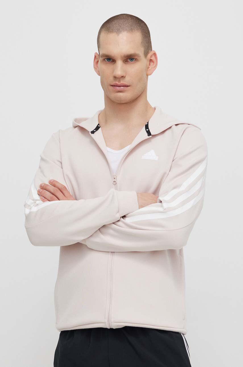 adidas bluza barbati, culoarea roz, cu glugă, cu imprimeu, IR9207 adidas bluza barbati, culoarea roz, cu glugă, cu imprimeu, IR9207