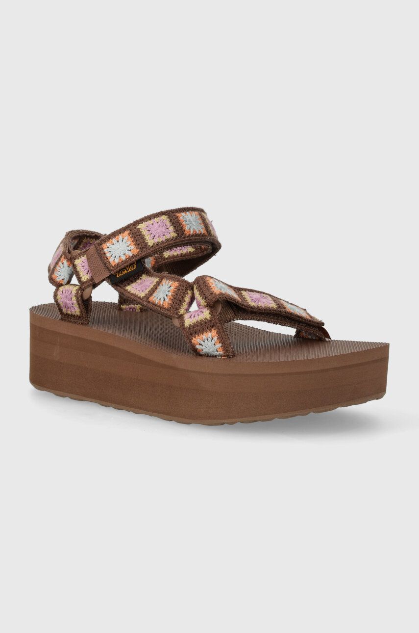 Teva sandale Flatform Universal Crochet femei, culoarea maro, cu platforma, 1150210 Teva sandale Flatform Universal Crochet femei, culoarea maro, cu platforma, 1150210