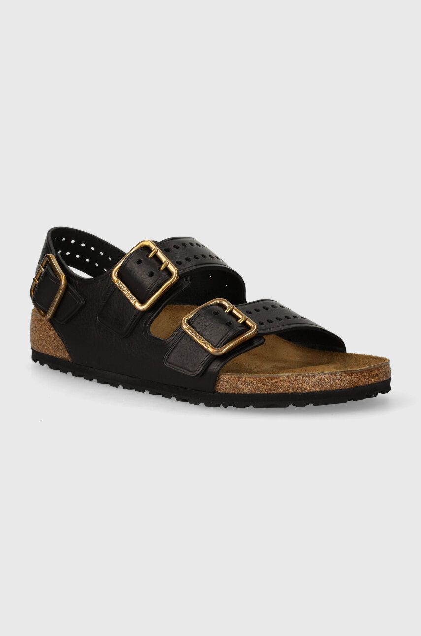 Birkenstock sandale de piele Milano Bold Gap barbati, culoarea negru, 1023622 Birkenstock sandale de piele Milano Bold Gap barbati, culoarea negru, 1023622