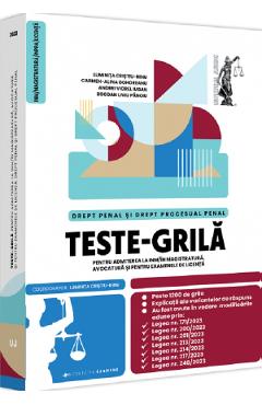 Teste-grila pentru admiterea la INM si magistratura, avocatura si pentru examenele de licenta. Drept penal si drept procesual penal Teste-grila pentru admiterea la INM si magistratura, avocatura si pentru examenele de licenta. Drept penal si drept procesual penal
