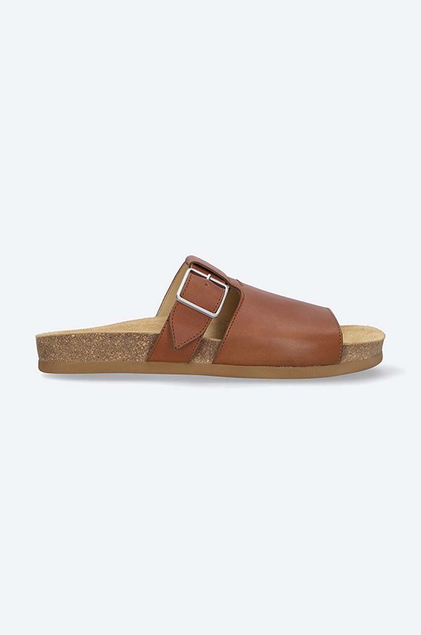 A.P.C. șlapi de piele Mules Gabriel bărbați, culoarea maro PXBAA.H51044-HAZELNUT A.P.C. șlapi de piele Mules Gabriel bărbați, culoarea maro PXBAA.H51044-HAZELNUT