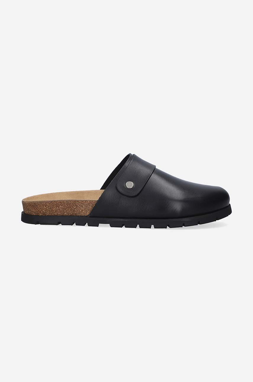 A.P.C. șlapi de piele bărbați, culoarea negru PXAWV.H51068-BLACK A.P.C. șlapi de piele bărbați, culoarea negru PXAWV.H51068-BLACK