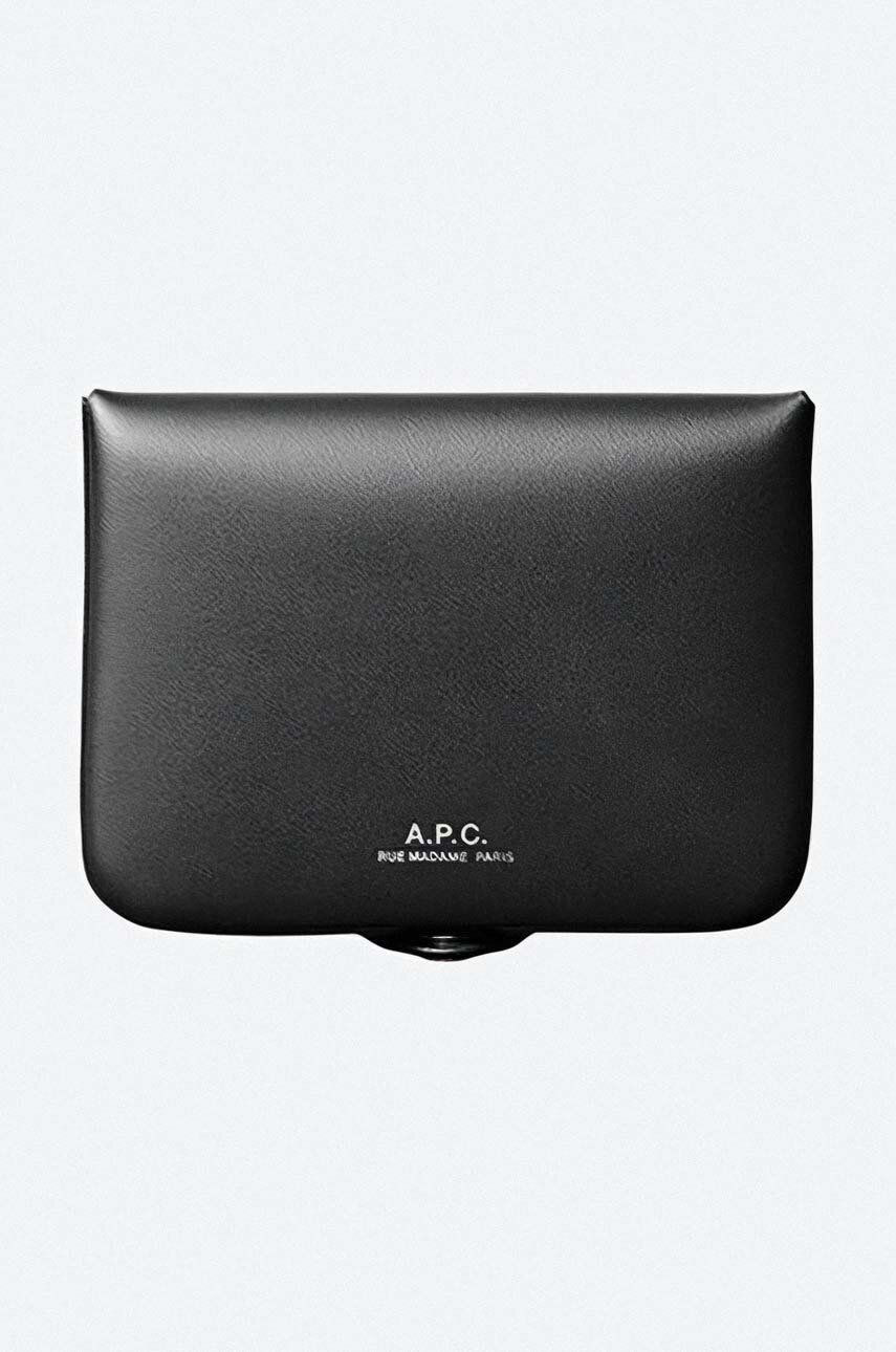 A.P.C. portofel de piele Josh Coin-Purse culoarea negru PXAWV.H63176-BLACK A.P.C. portofel de piele Josh Coin-Purse culoarea negru PXAWV.H63176-BLACK