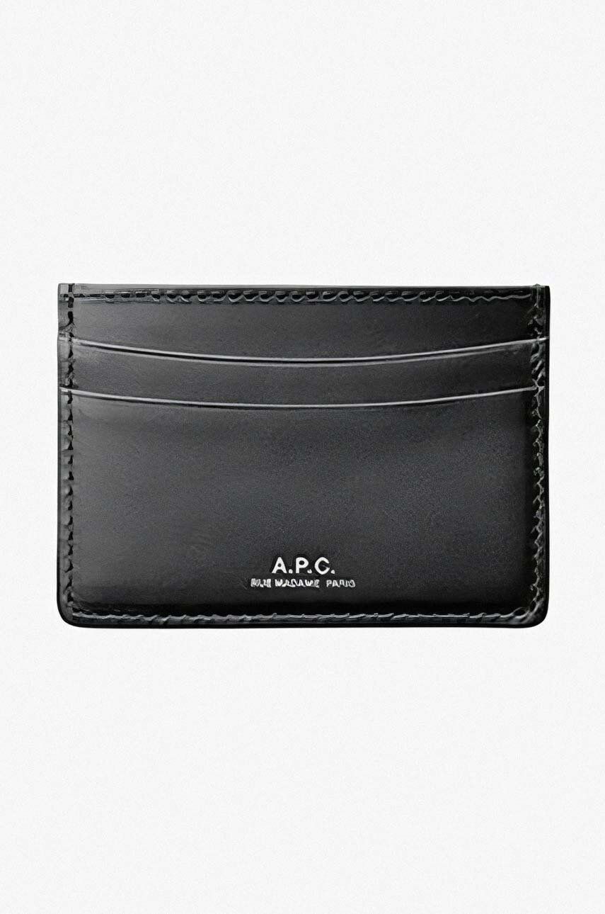 A.P.C. carcasă din piele Cartes Andre culoarea negru PXAWV.H63028-BLACK A.P.C. carcasă din piele Cartes Andre culoarea negru PXAWV.H63028-BLACK