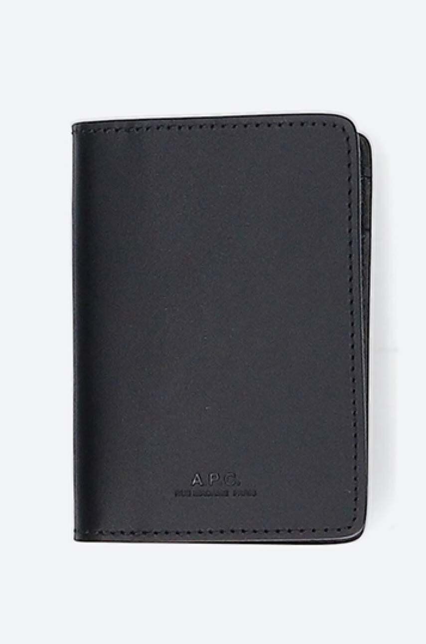 A.P.C. carcasă din piele Stefan culoarea negru PXAWV.H63158-BLACK A.P.C. carcasă din piele Stefan culoarea negru PXAWV.H63158-BLACK