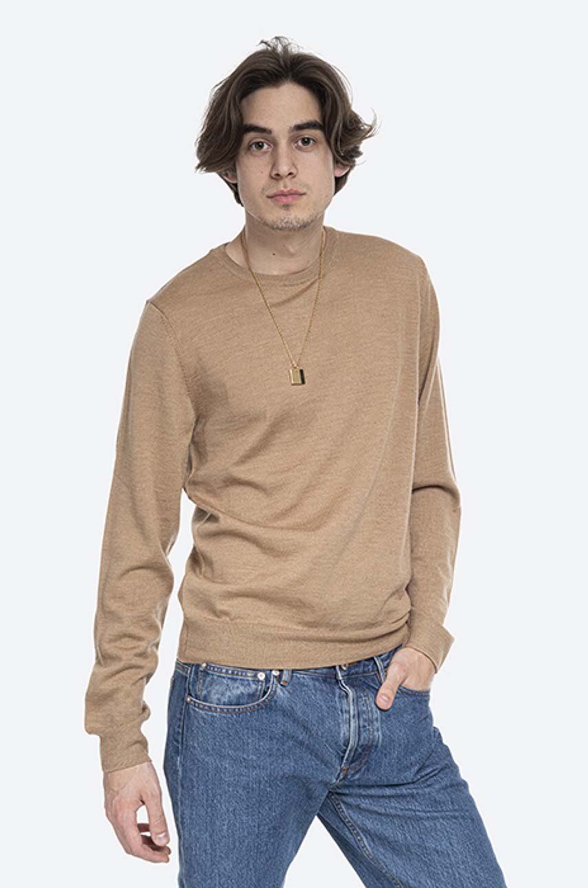 A.P.C. pulover de lână Pull King bărbați, culoarea bej, light WVAWM.H23628-BEIGE A.P.C. pulover de lână Pull King bărbați, culoarea bej, light WVAWM.H23628-BEIGE