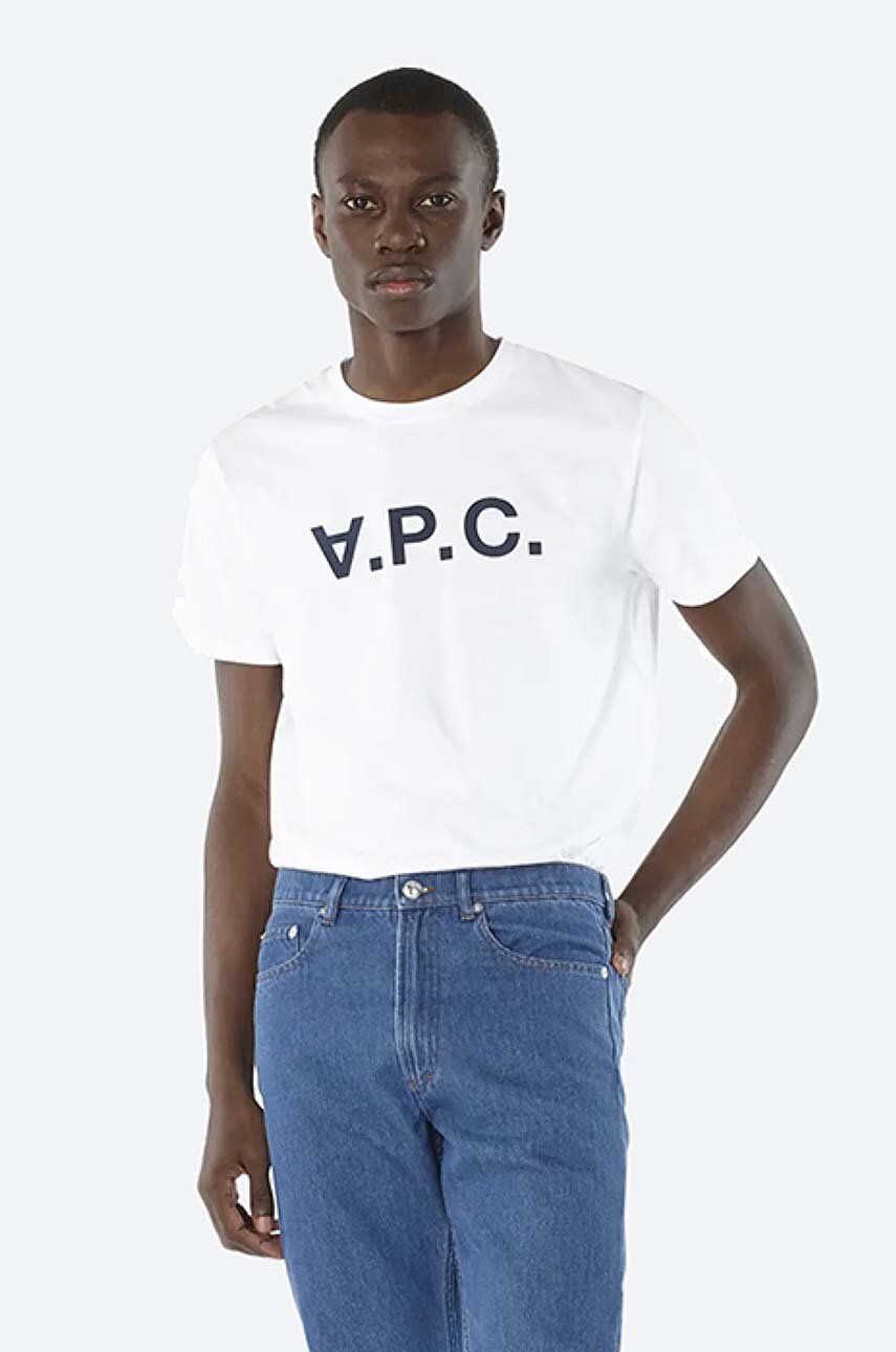 A.P.C. tricou din bumbac Vpc Blanc culoarea alb, cu imprimeu COBQX.H26586-DARKNAVY A.P.C. tricou din bumbac Vpc Blanc culoarea alb, cu imprimeu COBQX.H26586-DARKNAVY