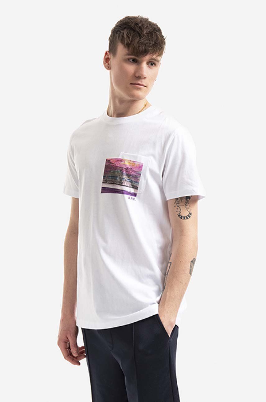 A.P.C. tricou din bumbac Elias culoarea gri, cu imprimeu COEEV.H26090-GREYHEATHE A.P.C. tricou din bumbac Elias culoarea gri, cu imprimeu COEEV.H26090-GREYHEATHE