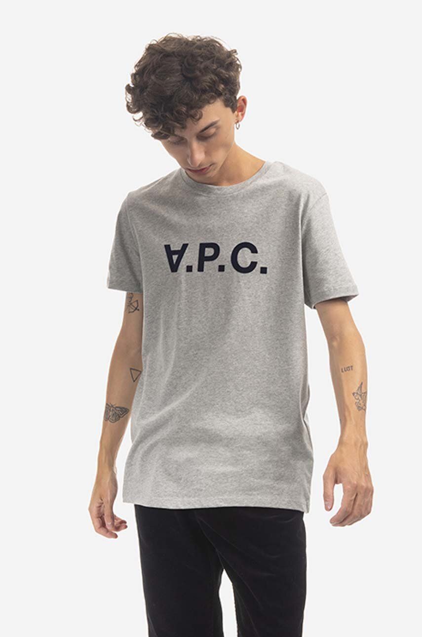 A.P.C. tricou din bumbac VPC Color culoarea gri, cu imprimeu COEZB.H26943-LIGHTGRAYC A.P.C. tricou din bumbac VPC Color culoarea gri, cu imprimeu COEZB.H26943-LIGHTGRAYC