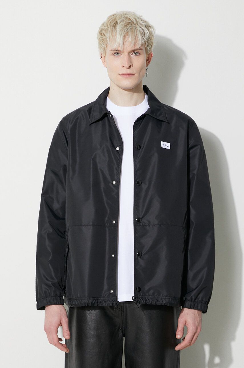 A.P.C. geacă cu aspect de cămașă Blouson Aleksi culoarea negru, de tranziție, PAAFA.H02739.LZZ A.P.C. geacă cu aspect de cămașă Blouson Aleksi culoarea negru, de tranziție, PAAFA.H02739.LZZ