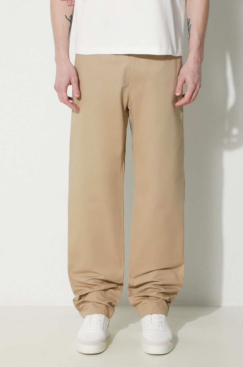 A.P.C. pantaloni de bumbac Pantalon Chuck culoarea bej, drept, COGEW.H08408.BAA A.P.C. pantaloni de bumbac Pantalon Chuck culoarea bej, drept, COGEW.H08408.BAA