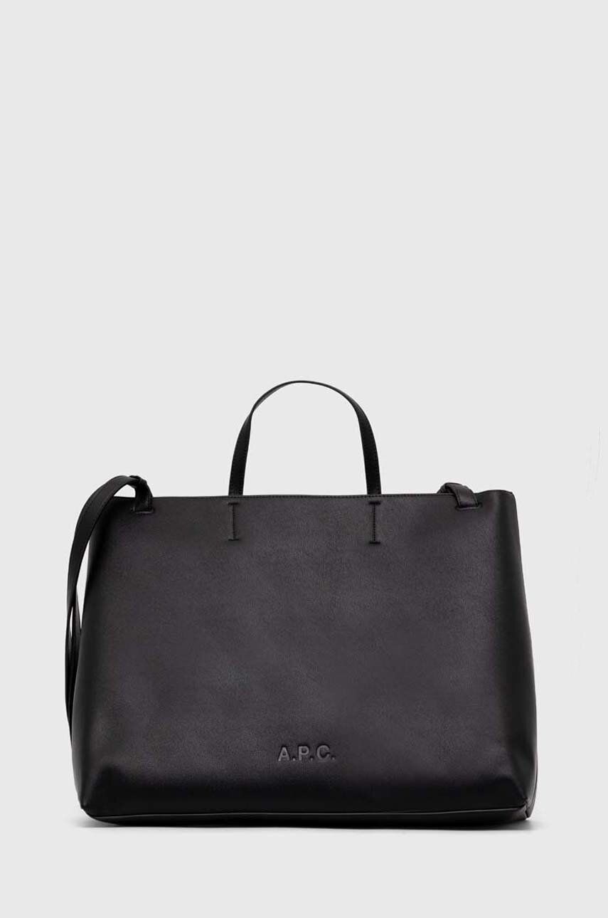 A.P.C. poșetă Cabas Market culoarea negru, PUABL.F61830.LZZ A.P.C. poșetă Cabas Market culoarea negru, PUABL.F61830.LZZ