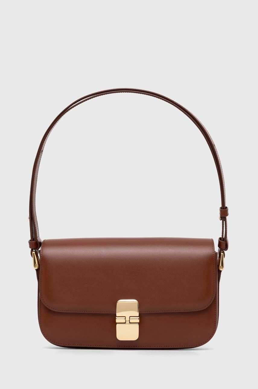 A.P.C. poșetă de piele Sac Grace Baguette culoarea maro, PXBMW.F61615.CAD A.P.C. poșetă de piele Sac Grace Baguette culoarea maro, PXBMW.F61615.CAD