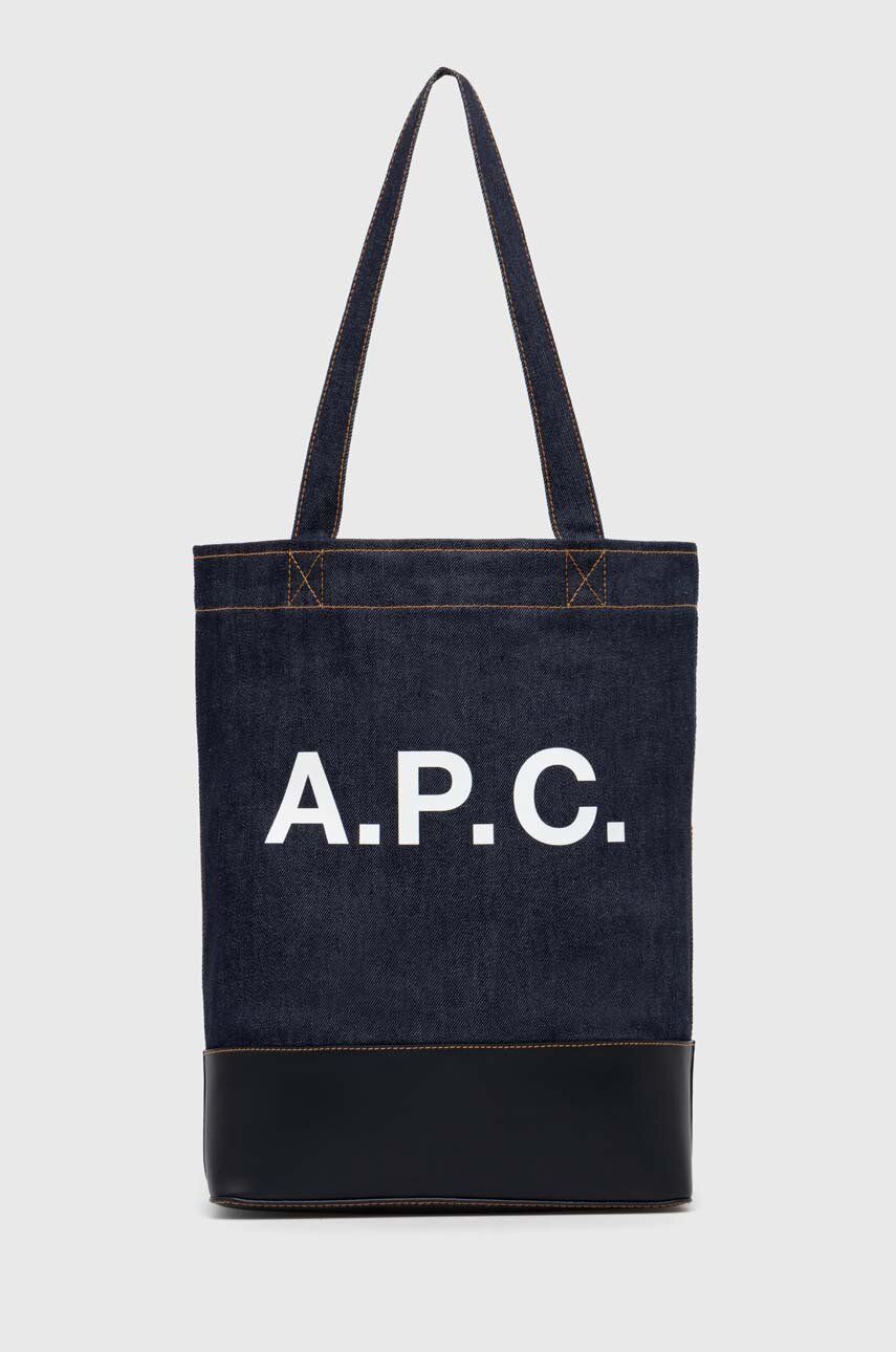 A.P.C. geanta tote axel culoarea albastru marin, CODDP-M61444 A.P.C. geanta tote axel culoarea albastru marin, CODDP-M61444