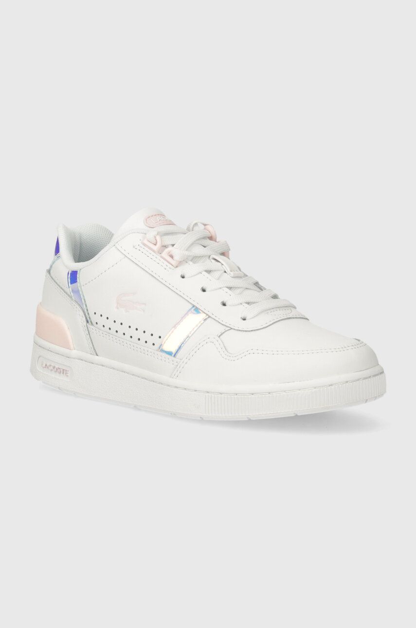 Lacoste sneakers din piele T-Clip Pastel Accent Leather culoarea alb, 47SFA0061 Lacoste sneakers din piele T-Clip Pastel Accent Leather culoarea alb, 47SFA0061