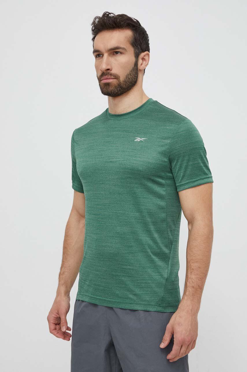 Reebok tricou de antrenament Athlete culoarea verde, neted, 100075604 Reebok tricou de antrenament Athlete culoarea verde, neted, 100075604