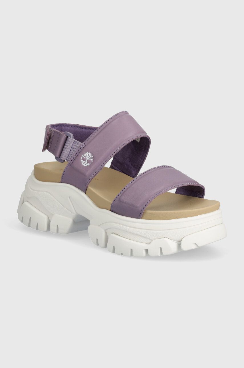 Timberland sandale de piele Adley Way Sandal femei, culoarea violet, cu platforma, TB0A2M79EAJ1 Timberland sandale de piele Adley Way Sandal femei, culoarea violet, cu platforma, TB0A2M79EAJ1