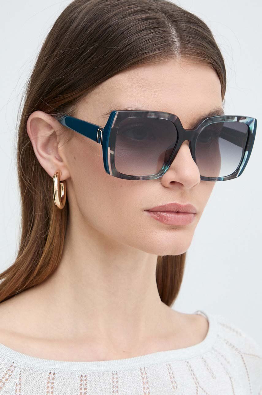 Furla ochelari de soare femei, culoarea turcoaz, SFU707_560VBG Furla ochelari de soare femei, culoarea turcoaz, SFU707_560VBG