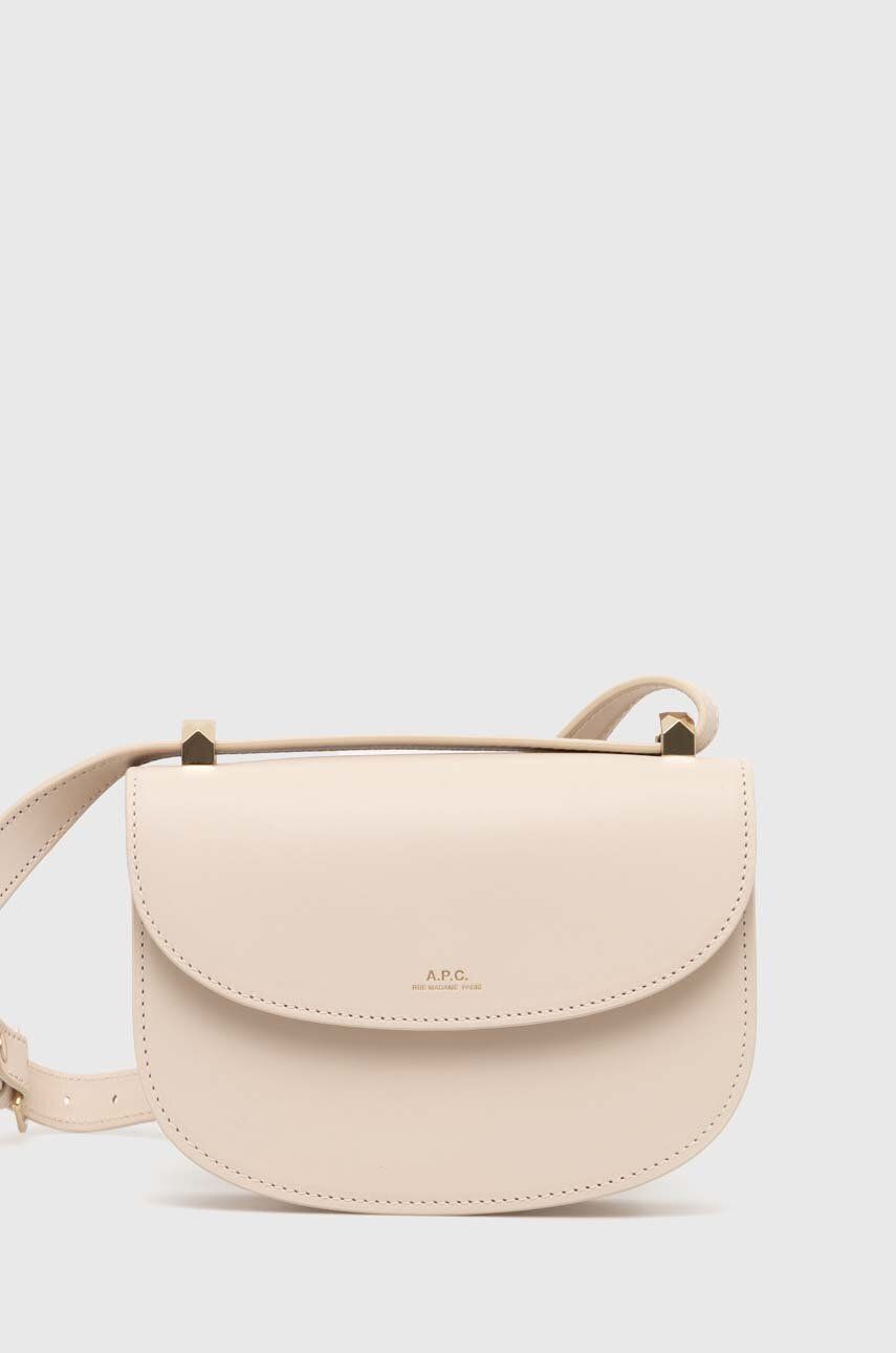 A.P.C. poseta de piele sac geneve mini culoarea bej, PXAWV-F61415 A.P.C. poseta de piele sac geneve mini culoarea bej, PXAWV-F61415