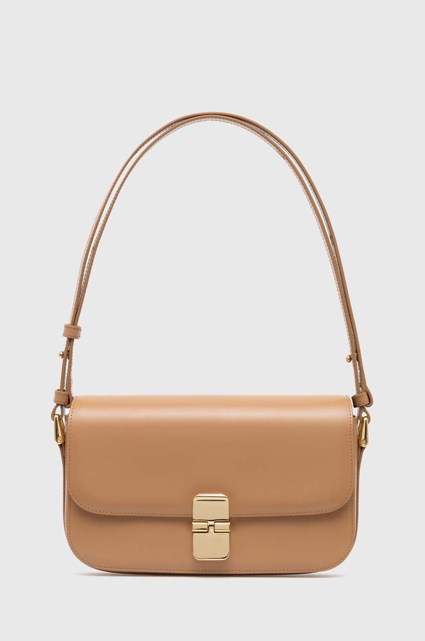 A.P.C. poseta de piele sac grace baguette culoarea maro, PXBMW-F61615 A.P.C. poseta de piele sac grace baguette culoarea maro, PXBMW-F61615