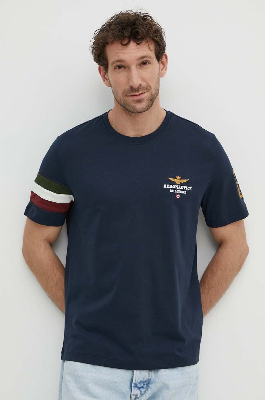 Aeronautica Militare tricou din bumbac barbati, culoarea albastru marin, cu imprimeu, TS2230J592 Aeronautica Militare tricou din bumbac barbati, culoarea albastru marin, cu imprimeu, TS2230J592
