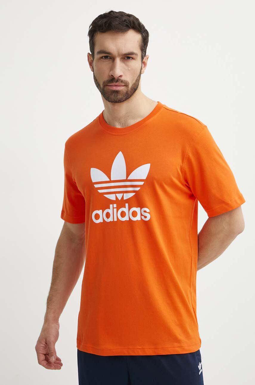 adidas Originals tricou din bumbac barbati, culoarea portocaliu, cu imprimeu, IR8000 adidas Originals tricou din bumbac barbati, culoarea portocaliu, cu imprimeu, IR8000