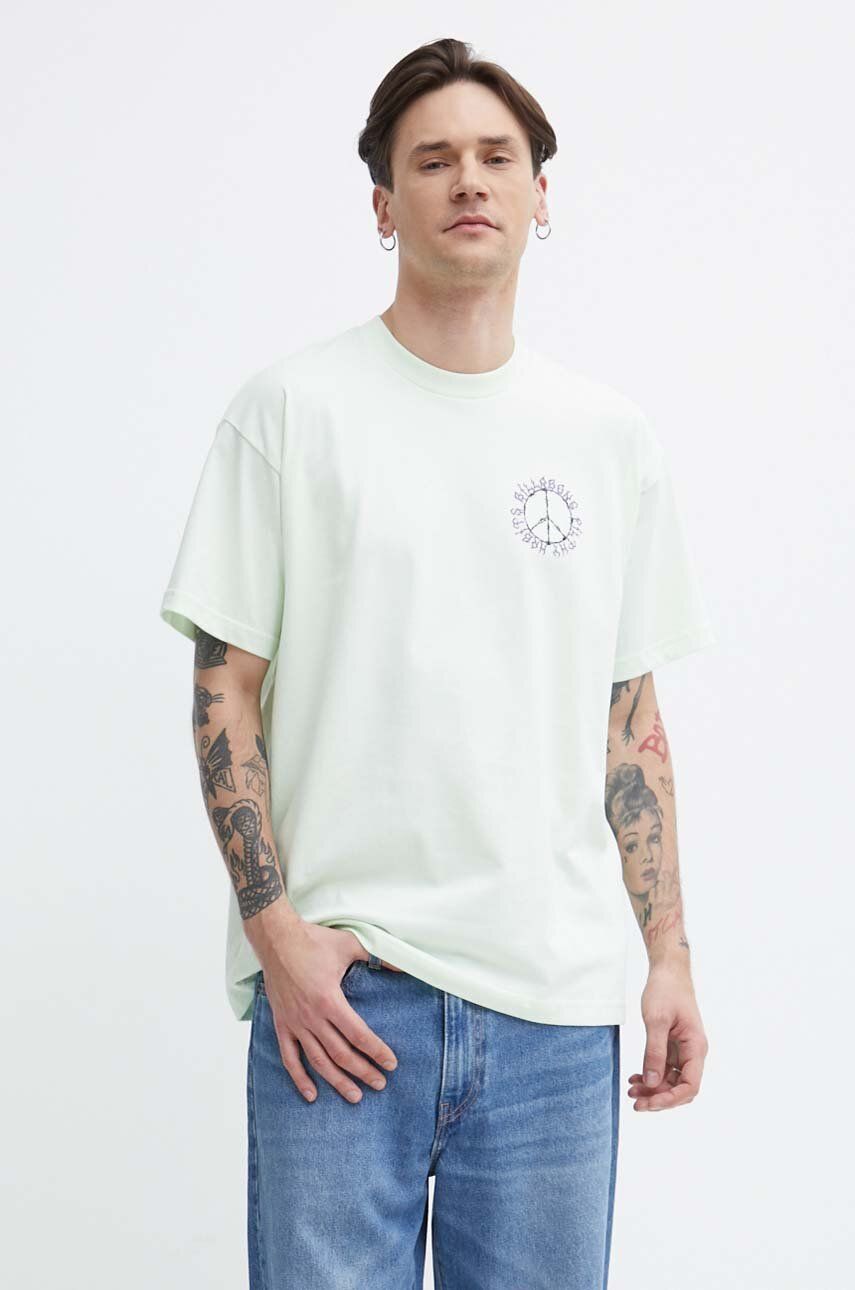 Billabong tricou din bumbac barbati, culoarea turcoaz, cu imprimeu, ABYZT02313 Billabong tricou din bumbac barbati, culoarea turcoaz, cu imprimeu, ABYZT02313