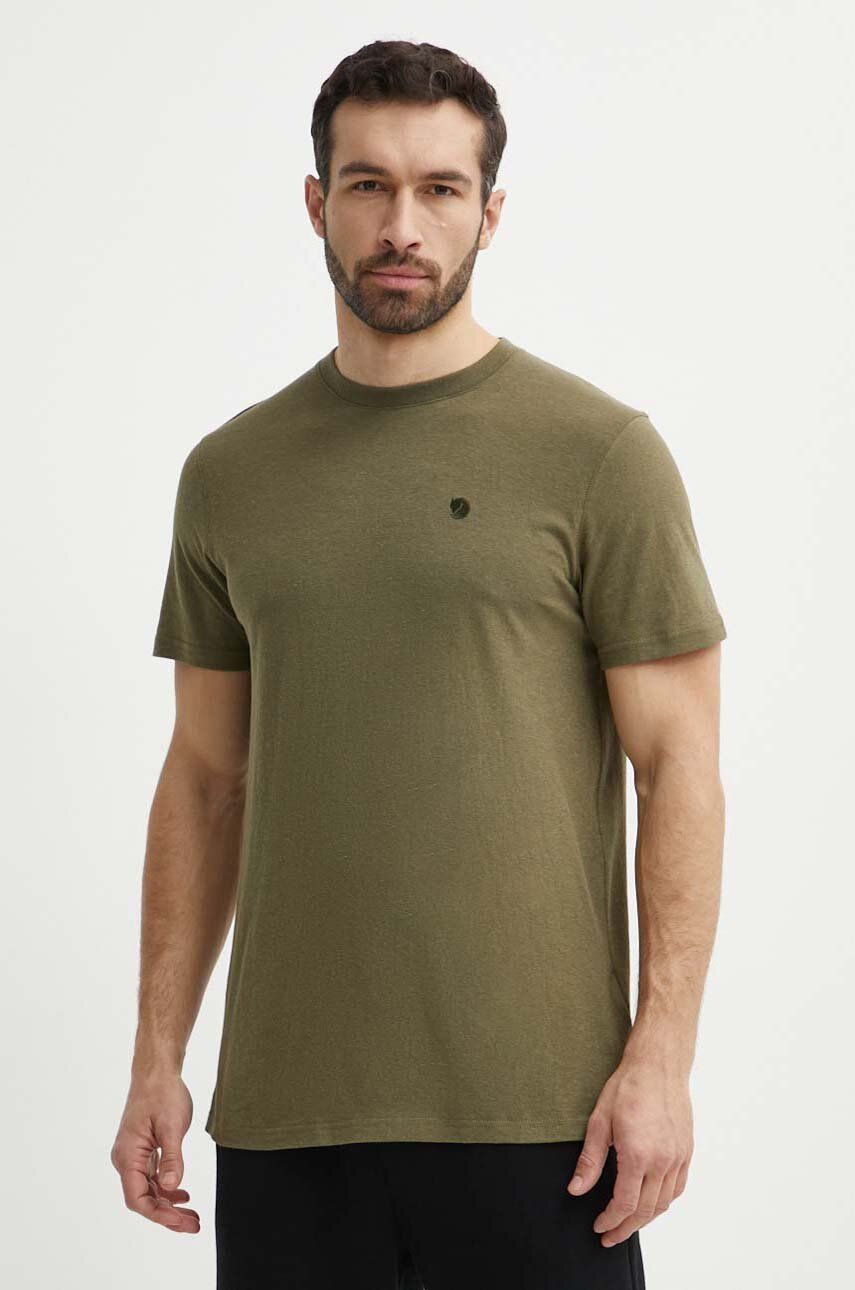 Fjallraven tricou Hemp Blend barbati, culoarea verde, cu imprimeu, F12600215 Fjallraven tricou Hemp Blend barbati, culoarea verde, cu imprimeu, F12600215