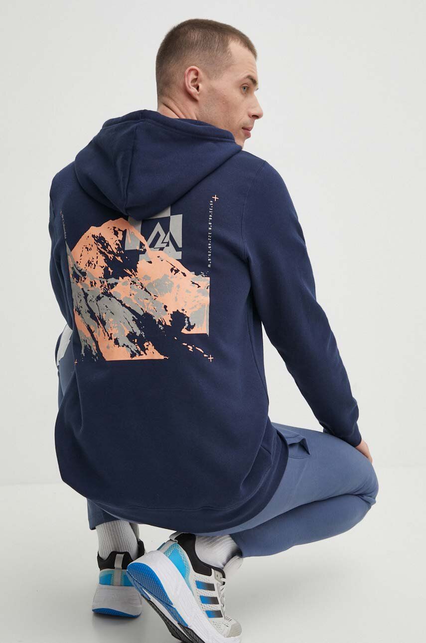 Columbia bluza Columbia Trek barbati, culoarea albastru marin, cu glugă, cu imprimeu, 2018494 Columbia bluza Columbia Trek barbati, culoarea albastru marin, cu glugă, cu imprimeu, 2018494