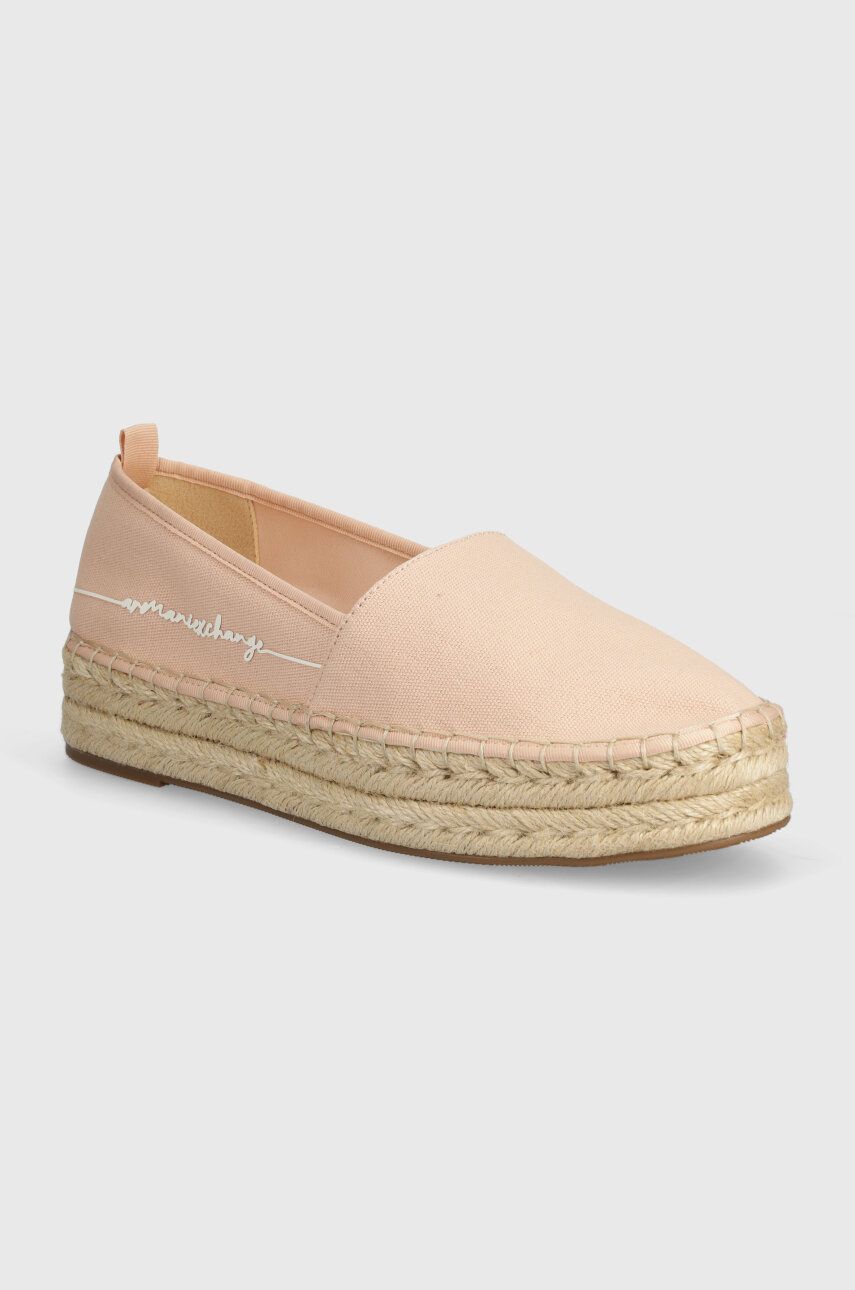 Armani Exchange espadrile culoarea bej, cu platforma, XDS005 XV846 00095 Armani Exchange espadrile culoarea bej, cu platforma, XDS005 XV846 00095