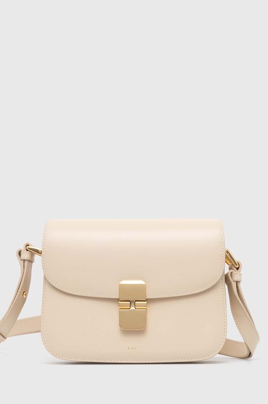 A.P.C. poseta de piele sac grace small culoarea bej, PXBMW-F61413 A.P.C. poseta de piele sac grace small culoarea bej, PXBMW-F61413