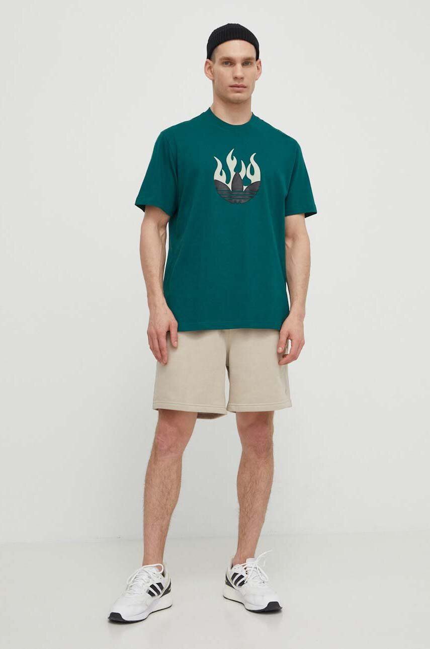 adidas Originals tricou din bumbac barbati, culoarea verde, cu imprimeu, IS0177 adidas Originals tricou din bumbac barbati, culoarea verde, cu imprimeu, IS0177