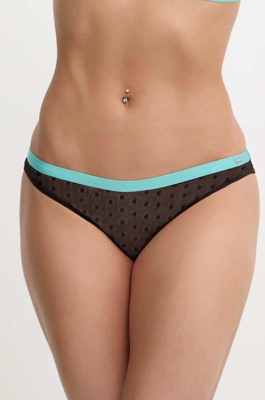 Pepe Jeans chiloti de baie DOT MESH BIKINI culoarea negru, transparent, PLU11015 Pepe Jeans chiloti de baie DOT MESH BIKINI culoarea negru, transparent, PLU11015