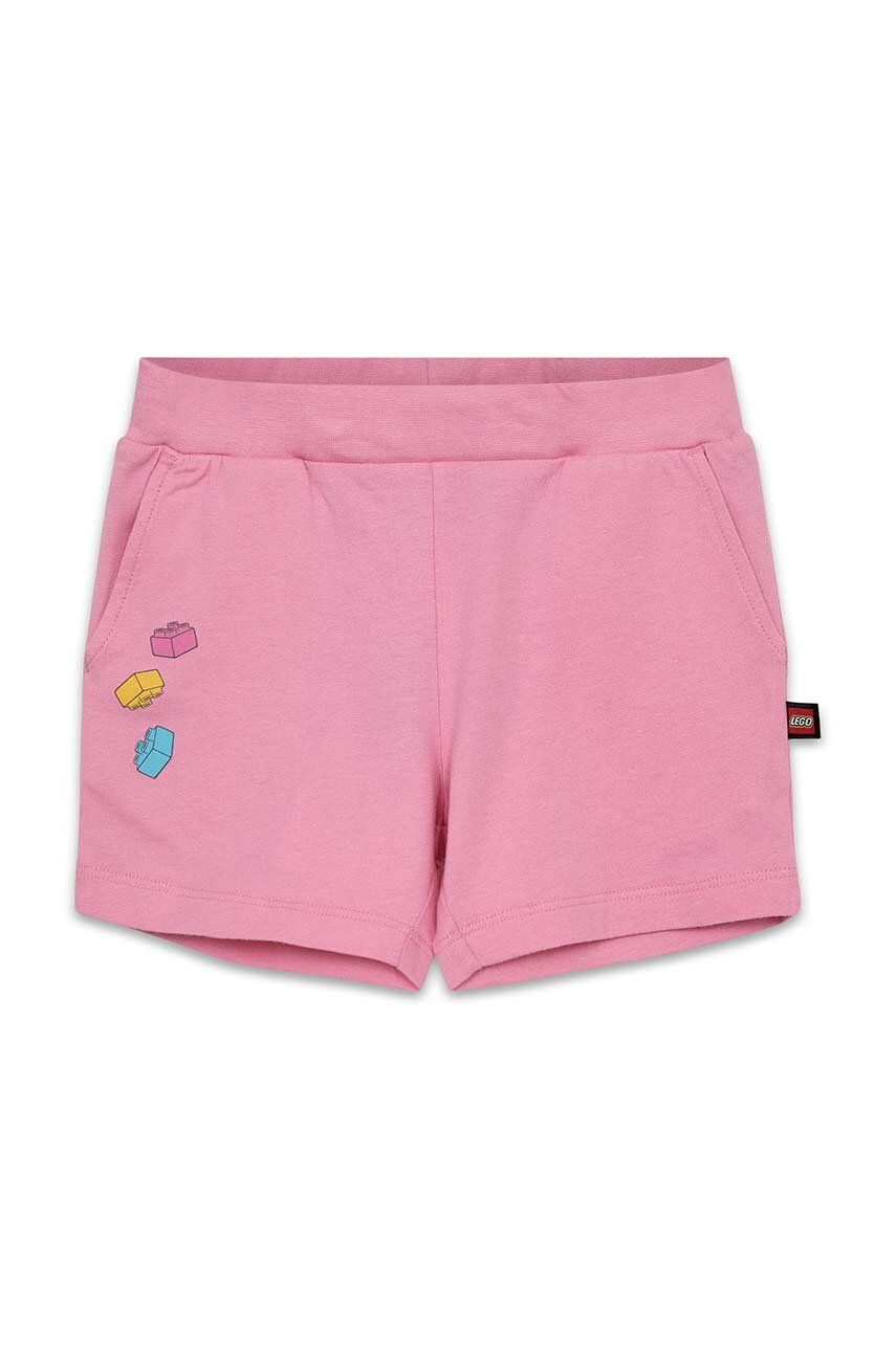 Lego pantaloni scurți din bumbac pentru copii culoarea roz, cu imprimeu, talie reglabila Lego pantaloni scurți din bumbac pentru copii culoarea roz, cu imprimeu, talie reglabila
