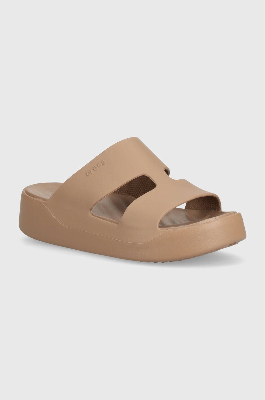 Crocs papuci Gataway Platform H - Strap femei, culoarea maro, cu platforma, 209409 Crocs papuci Gataway Platform H - Strap femei, culoarea maro, cu platforma, 209409