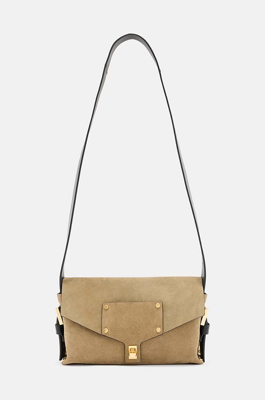 AllSaints geanta de mana din piele intoarsa MIRO SATCHEL culoarea bej, W071XA AllSaints geanta de mana din piele intoarsa MIRO SATCHEL culoarea bej, W071XA