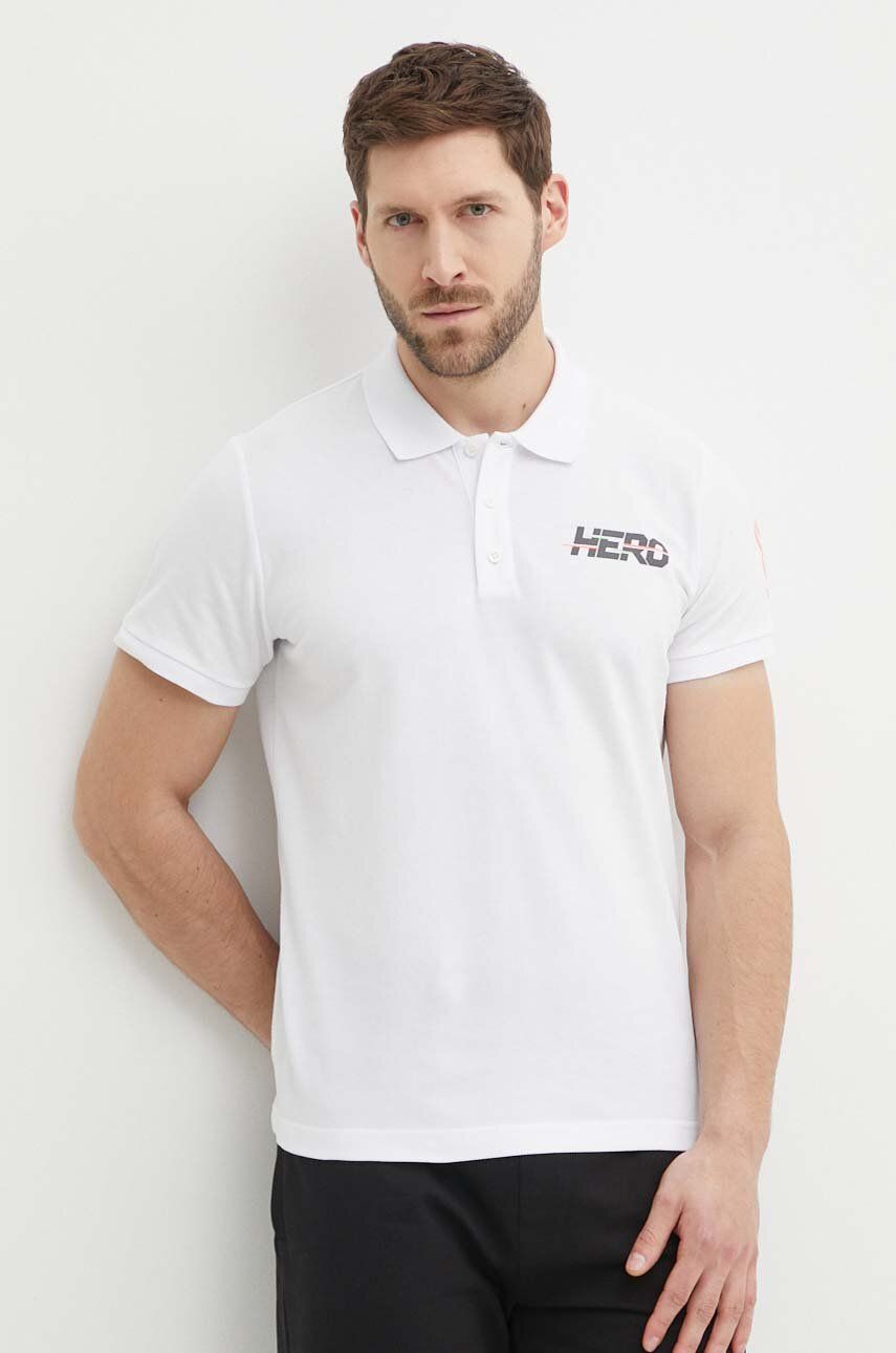 Rossignol polo de bumbac HERO culoarea alb, cu imprimeu, RLMMY05 Rossignol polo de bumbac HERO culoarea alb, cu imprimeu, RLMMY05